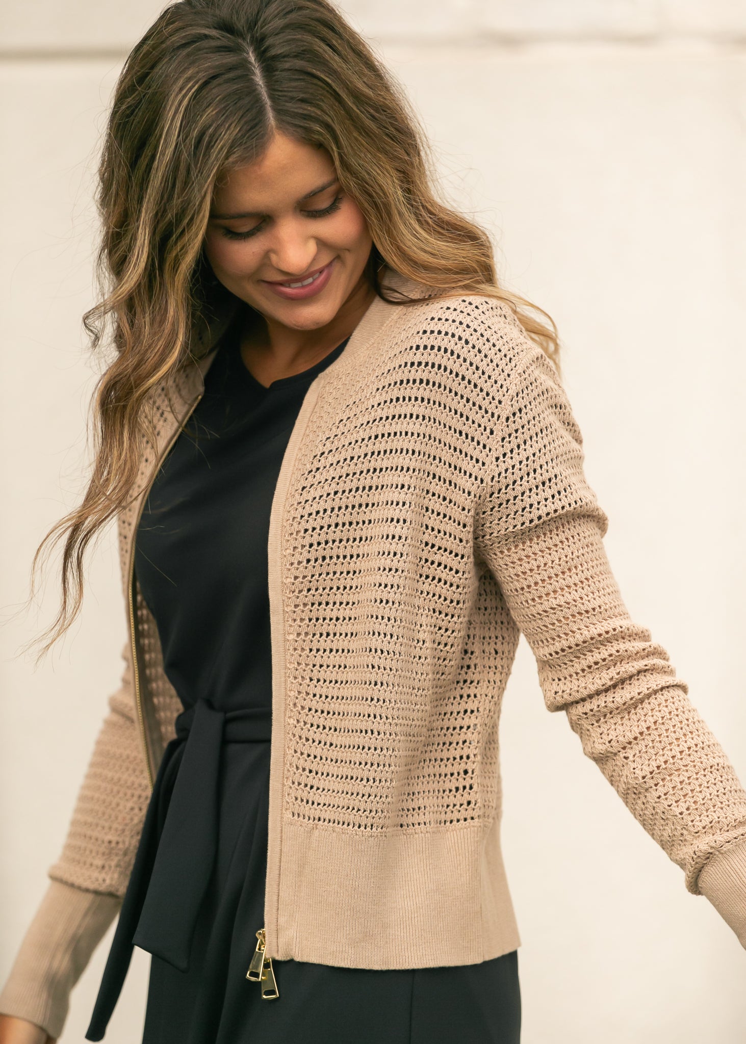 Tate Crochet Open Knit Cardigan Top