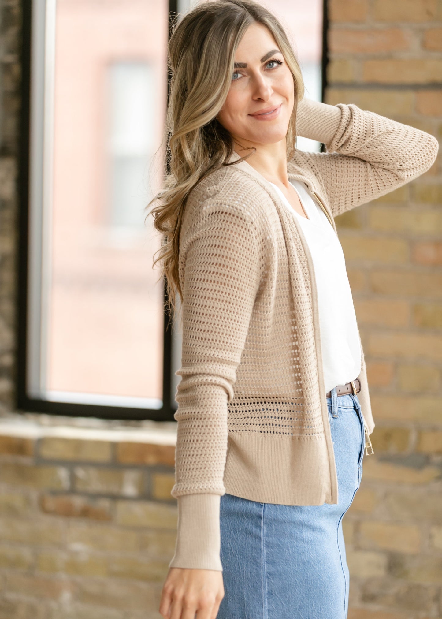 Tate Crochet Open Knit Cardigan Top