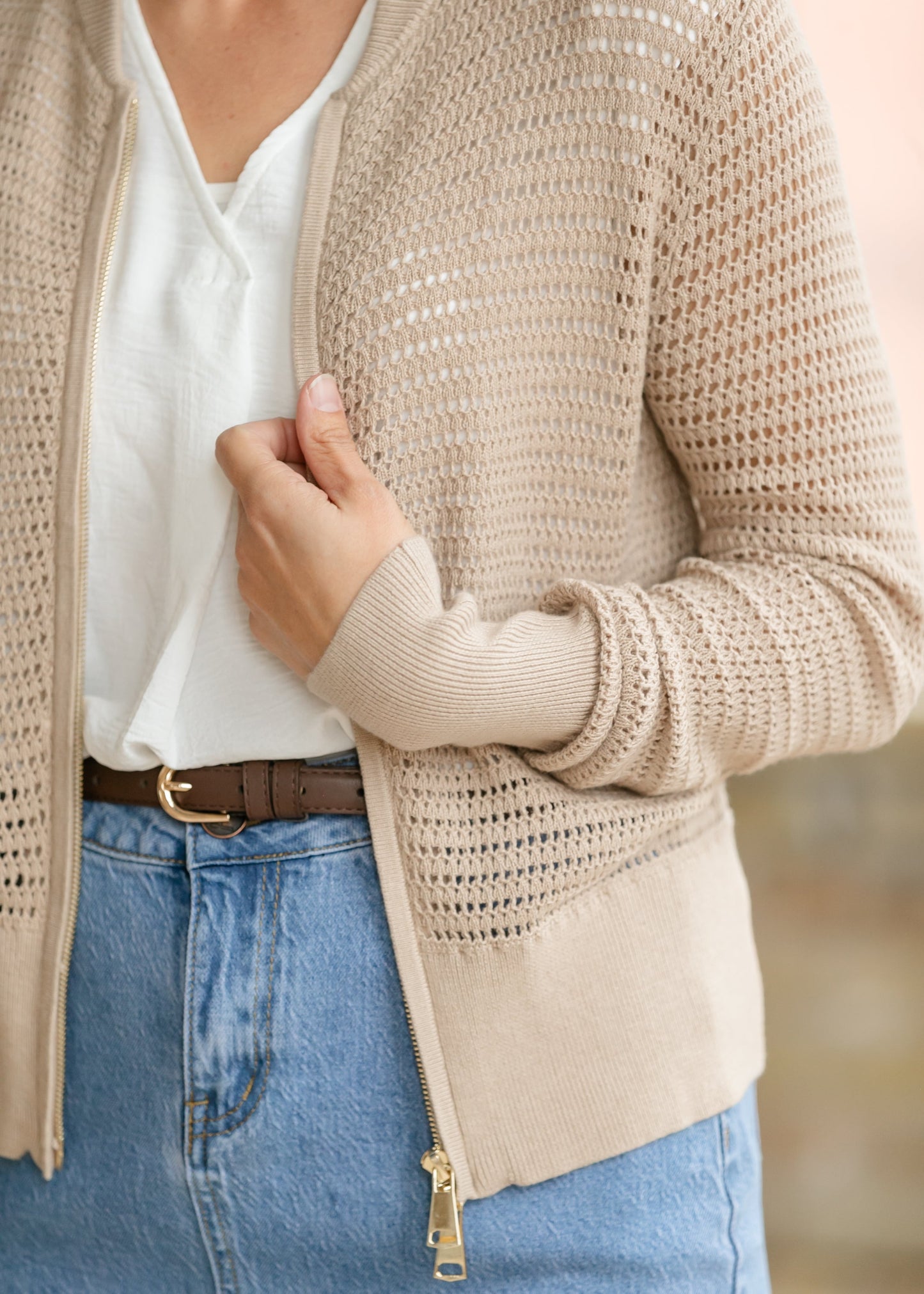 Tate Crochet Open Knit Cardigan Top