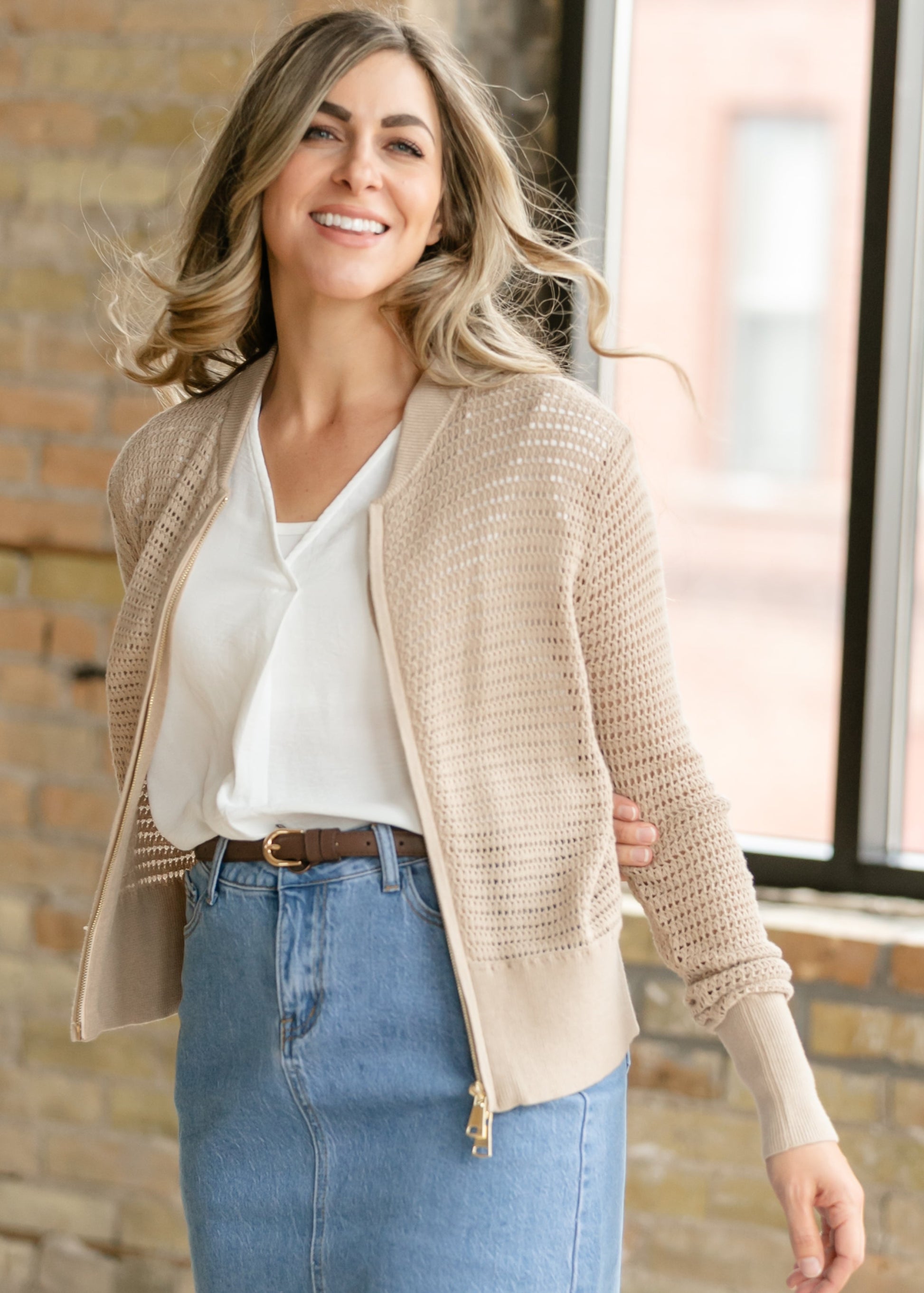 Tate Crochet Open Knit Cardigan Top