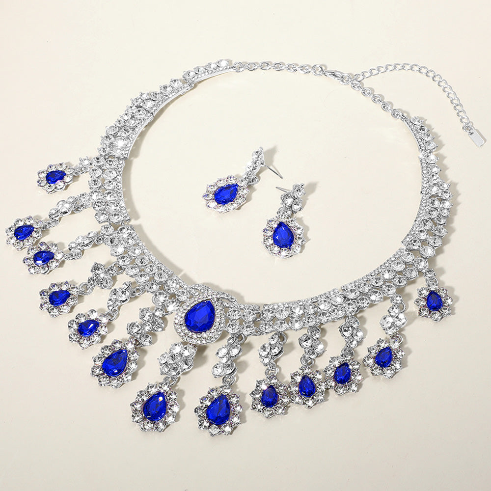 Teardrop Stone Chandelier Evening Necklace