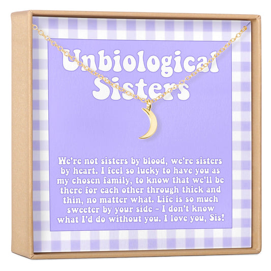 Unbiological Sisters Crescent Moon Pendant Necklace