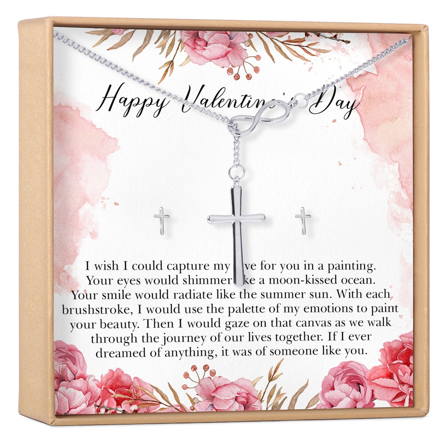 Valentine's Day Cross Earring and Necklace  Jewelry Set