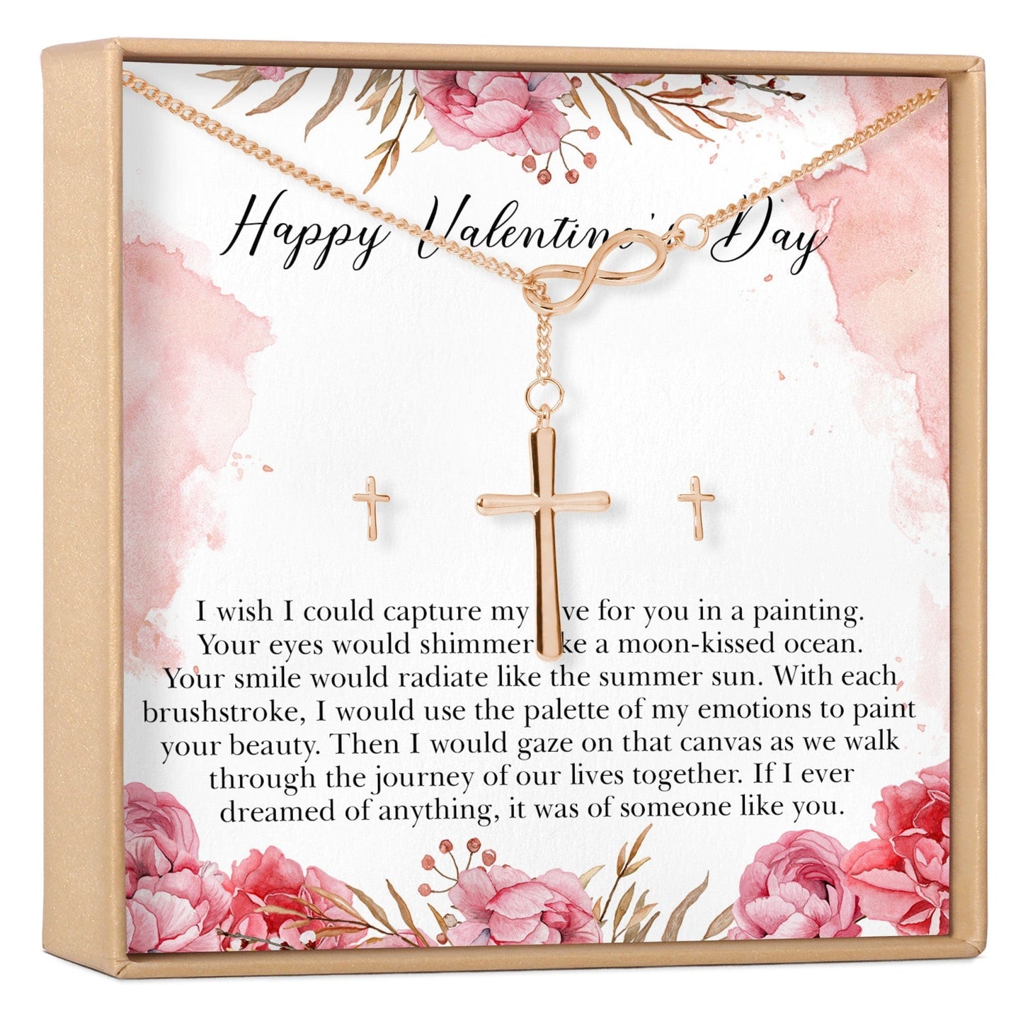 Valentine's Day Cross Earring and Necklace  Jewelry Set