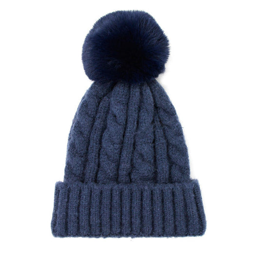 Warm Chunky Cable Knit Beanie Pom Pom Hat Beanie Winter Hat