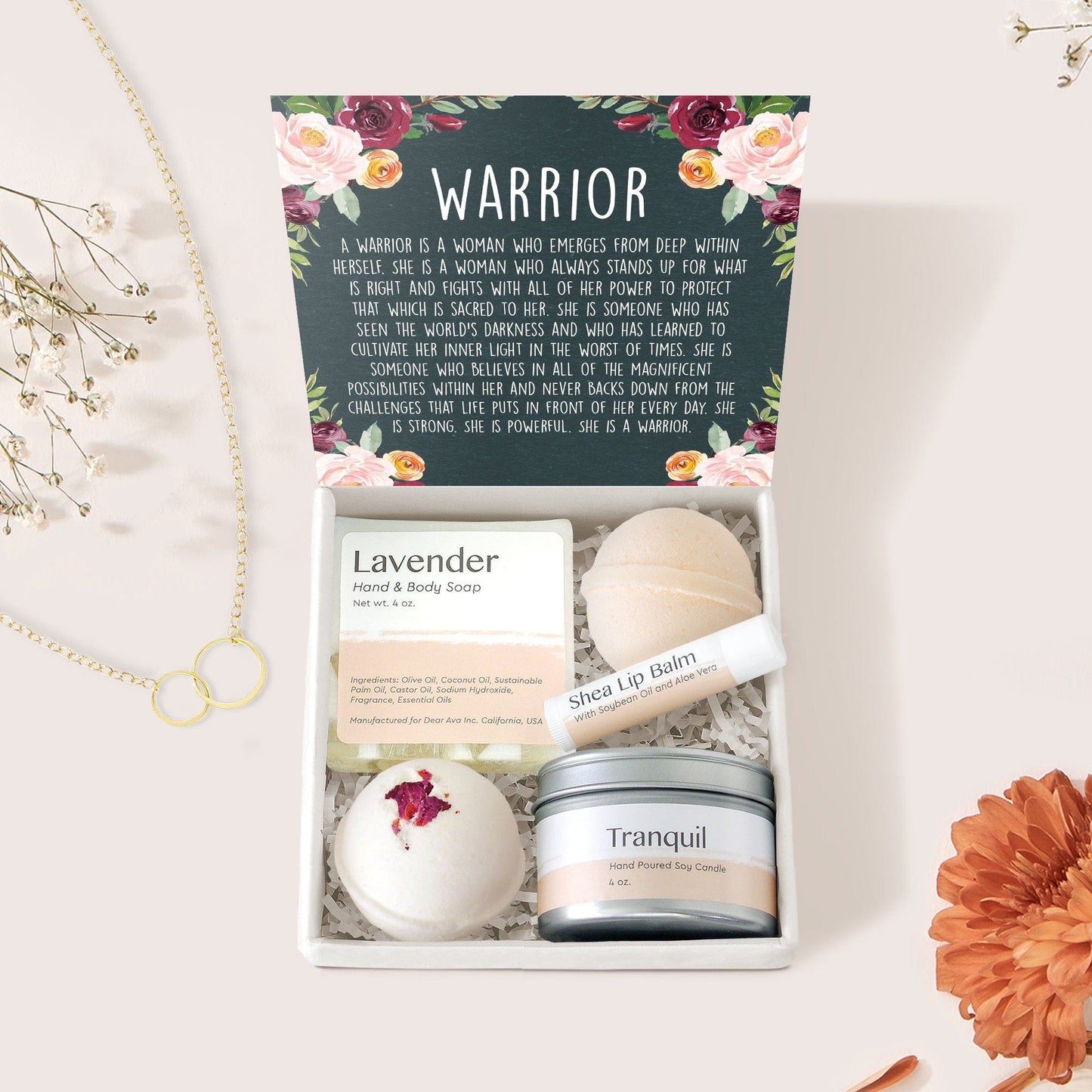 Warrior Double Circle Necklace Spa Gift Box Set
