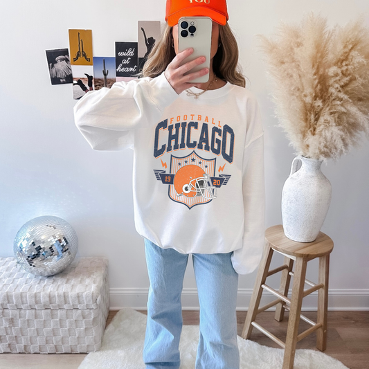 Chicago Football Crewneck Sweatshirt | 1920 Helmet Graphic