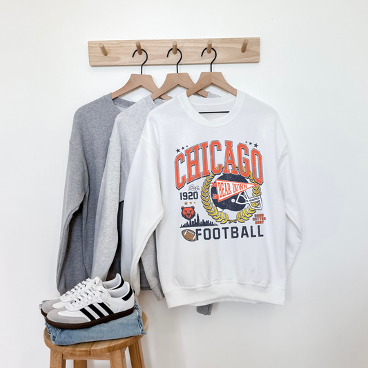 Chicago Football Vintage Inspired Graphic Sweatshirt – Bear Down Retro Crewneck