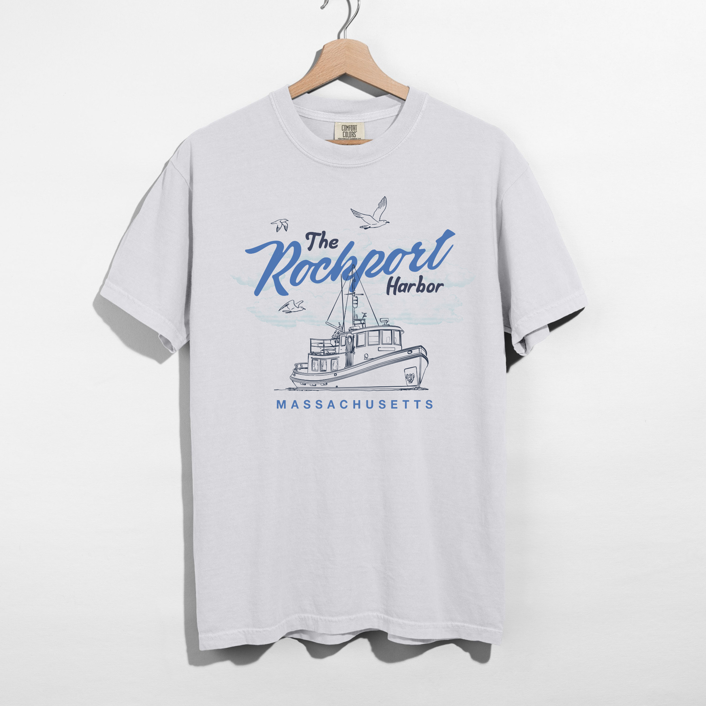 Rockport Harbor Massachusetts Graphic Tee | Coastal New England Boat Shirt