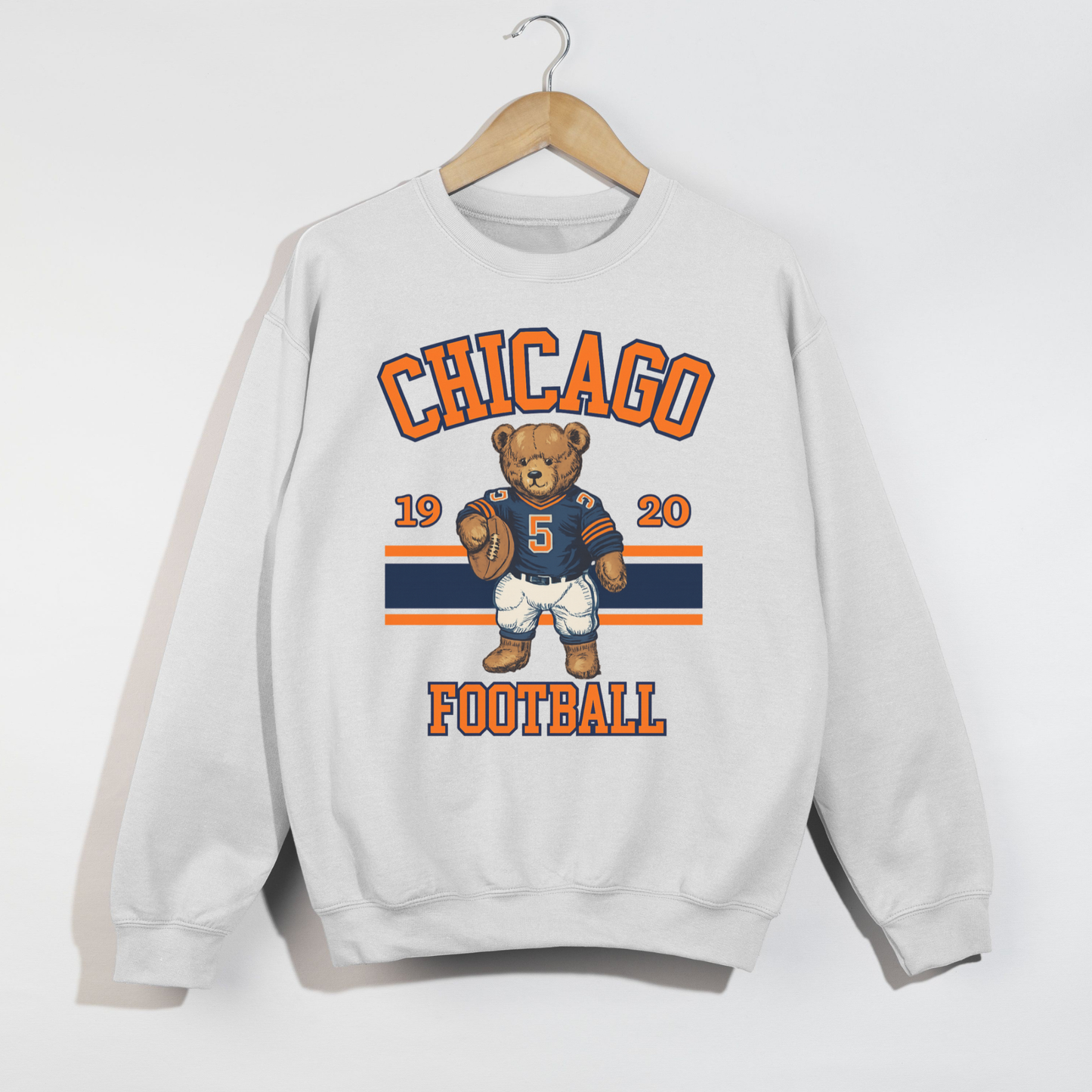 Chicago Football Teddy Bear Crewneck Sweatshirt