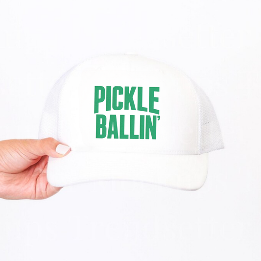 Pickle Ballin’ Trucker Hat – Pickleball Foam Front Otto Cap