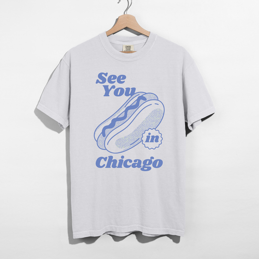 See You in Chicago Hot Dog Graphic Tee – Chicago Summer Shirt | Midwest City Pride T-Shirt