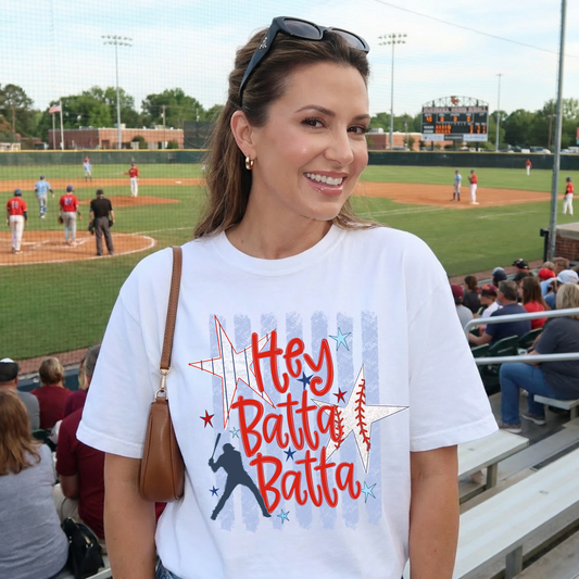 Hey Batta Batta Retro Baseball Graphic Tee