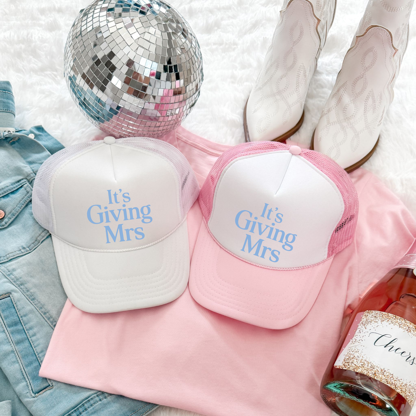 It’s Giving Mrs Trucker Hat – Bridal Foam Front OTTO Hat | Bachelorette & Newlywed Gift