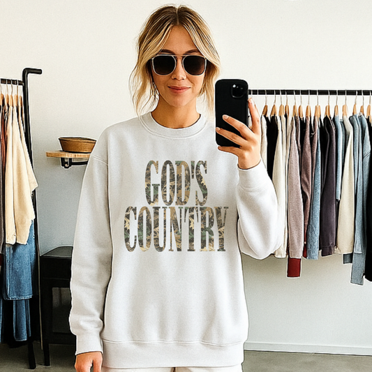 God’s Country Camo Crewneck Sweatshirt | Country Western Pullover
