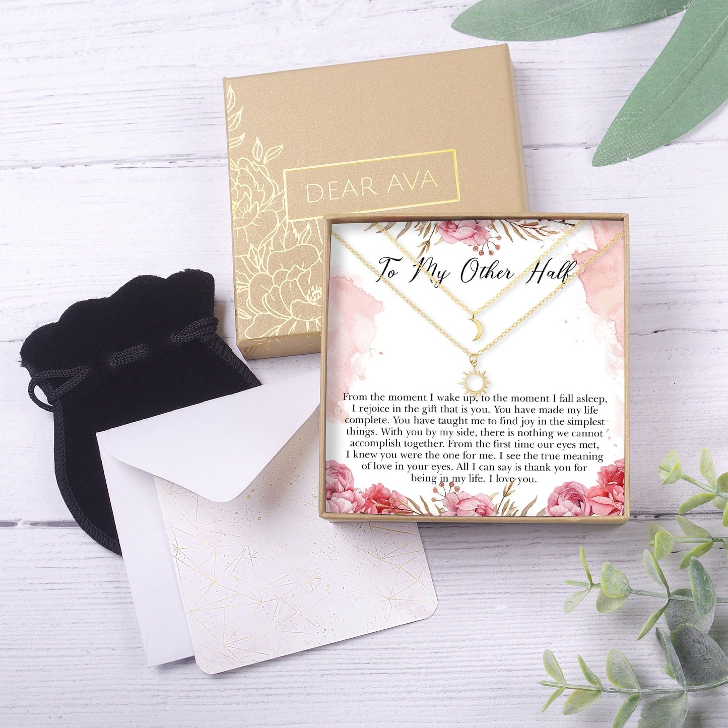 Wife Sun and Moon Pendants Necklace Set