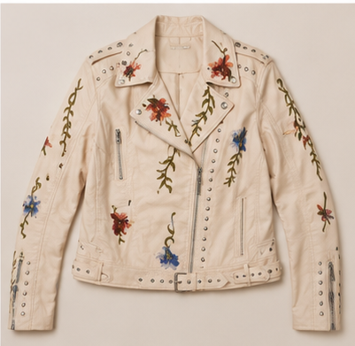 Wildflower Studded Faux Leather Moto Jacket