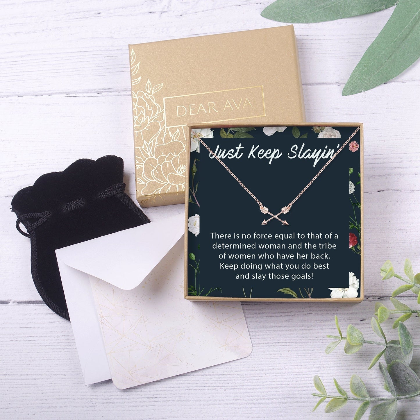 Women Empowerment - Keep Slaying - Double Intersecting Arrows Necklace