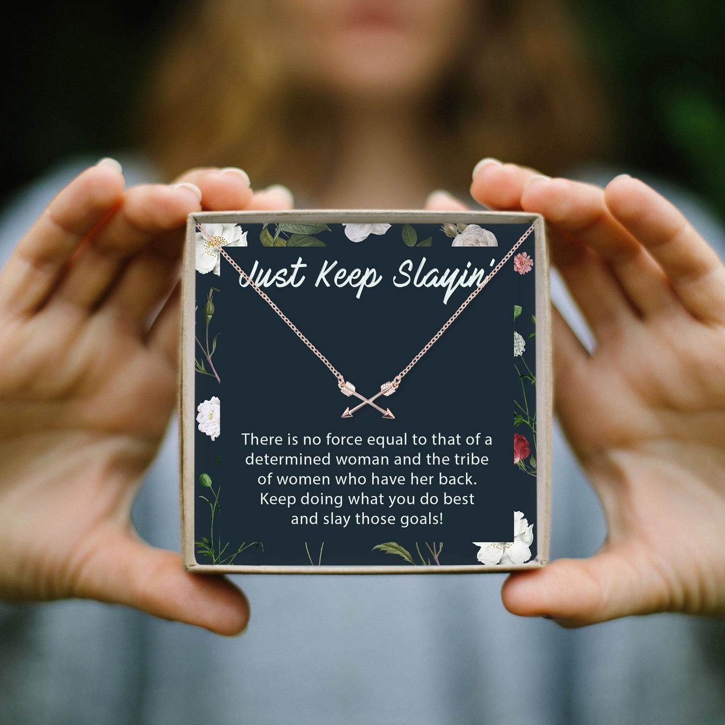 Women Empowerment - Keep Slaying - Double Intersecting Arrows Necklace