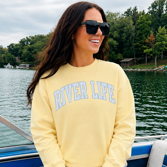 River Life Sweatshirt –  Yellow Graphic Crewneck