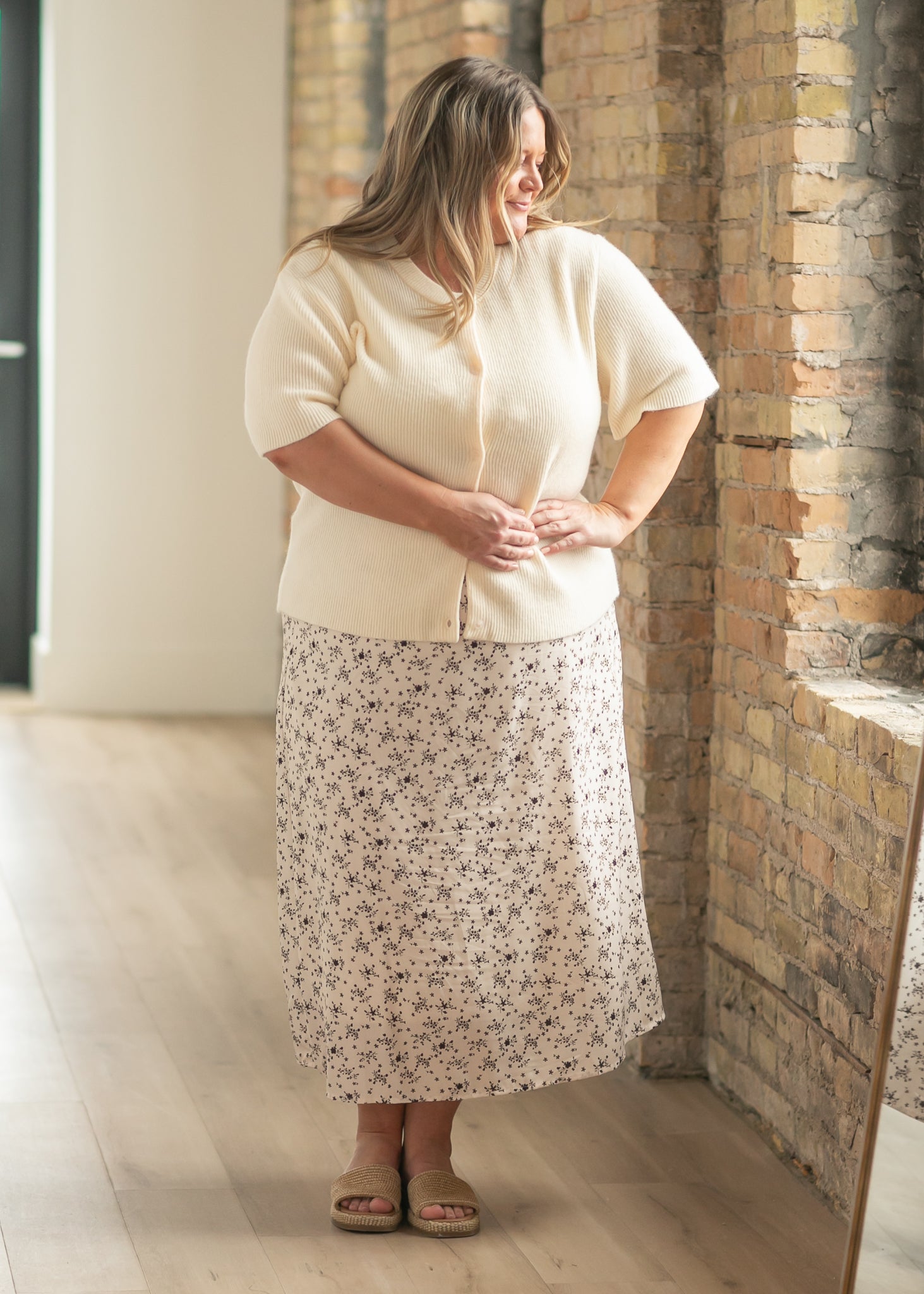 Zadie Ivory Short Sleeeve Button Cardigan Top