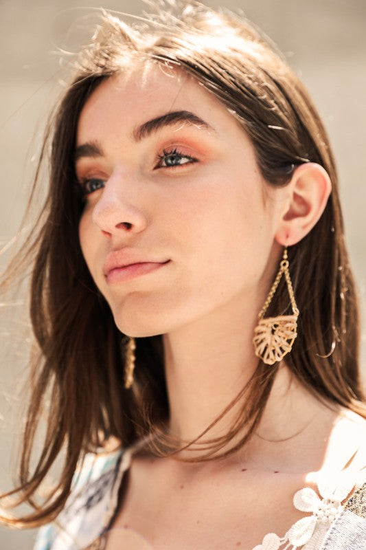 Woven Rattan Drop Chain Hook Earring - ShopModernEmporium