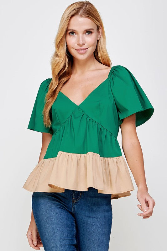 Color-Blocked Tiered Top - ShopModernEmporium