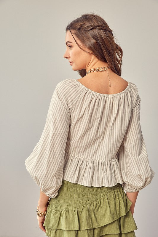 TWISTED BALLOON SLEEVE TOP - ShopModernEmporium