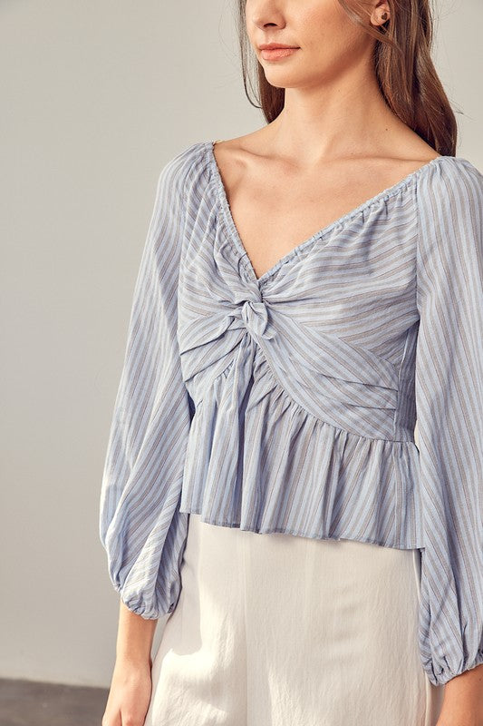 TWISTED BALLOON SLEEVE TOP - ShopModernEmporium