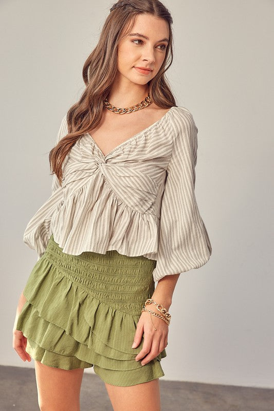 TWISTED BALLOON SLEEVE TOP - ShopModernEmporium