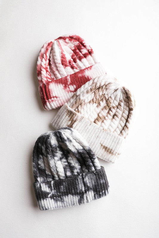 Tie Dye Cable Knit Beanie - ShopModernEmporium