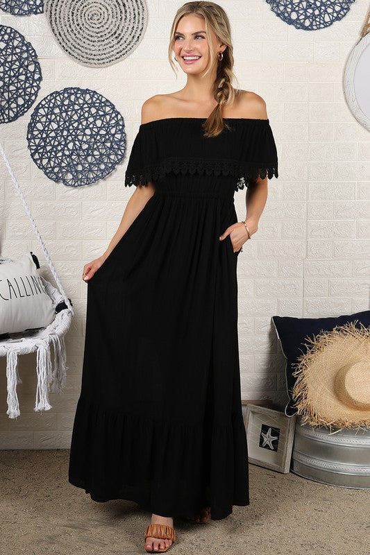 Off the Shoulder Flowy Maxi Dress - ShopModernEmporium