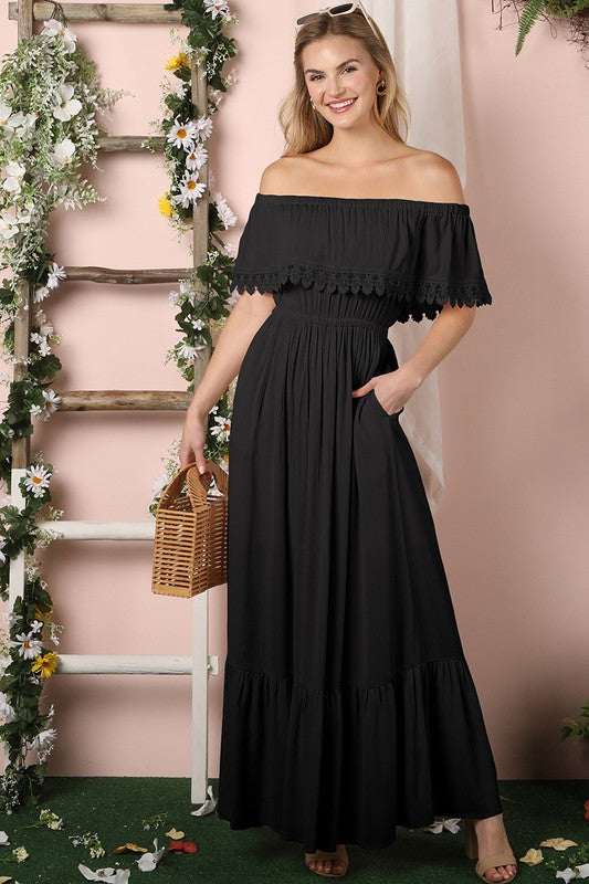 Off the Shoulder Flowy Maxi Dress - ShopModernEmporium