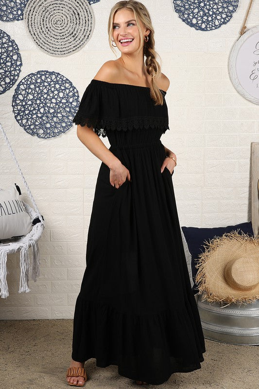 Off the Shoulder Flowy Maxi Dress - ShopModernEmporium