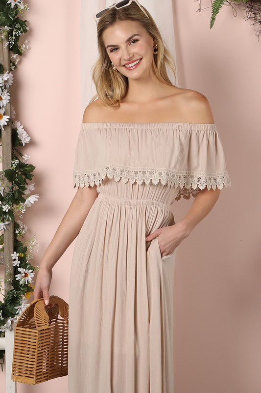 Off the Shoulder Flowy Maxi Dress - ShopModernEmporium