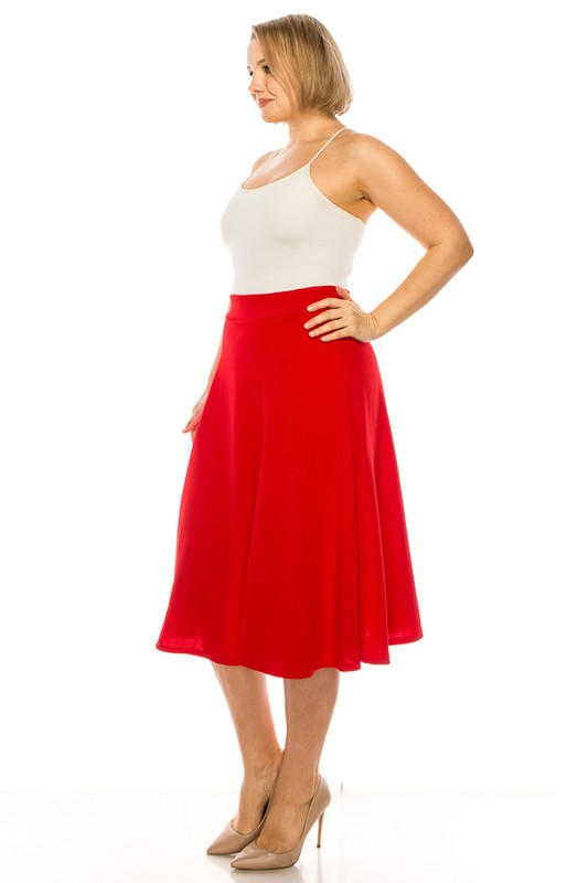 Plus size red midi cheap skirt