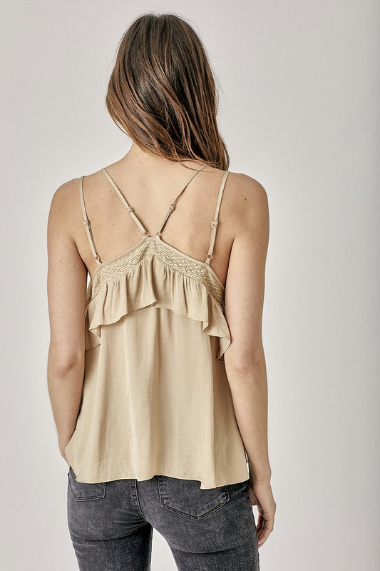 TRIM DETAIL WITH RUFFLE CAMI TOP - ShopModernEmporium