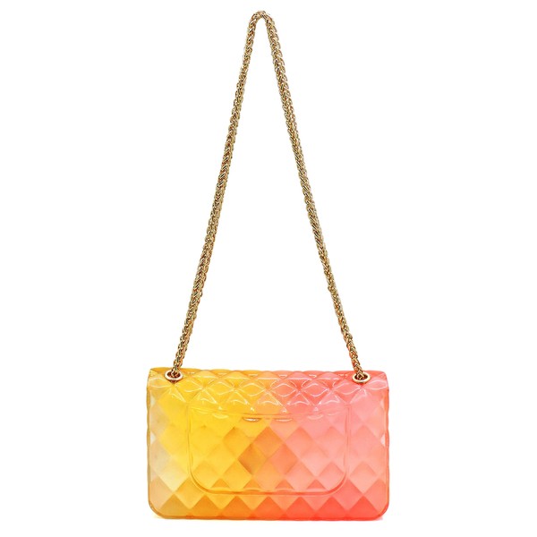 Quilt Embossed Multi Color Jelly Shoulder Bag - ShopModernEmporium