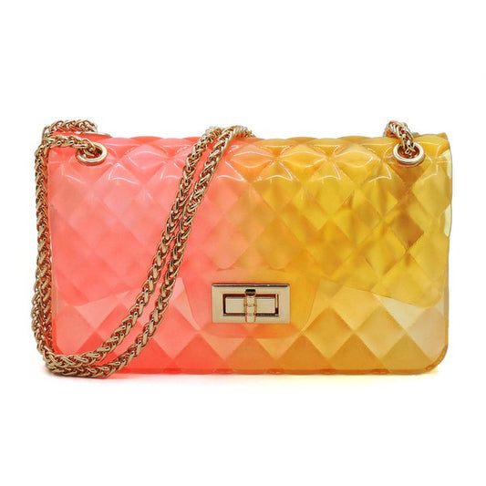 Quilt Embossed Multi Color Jelly Shoulder Bag - ShopModernEmporium