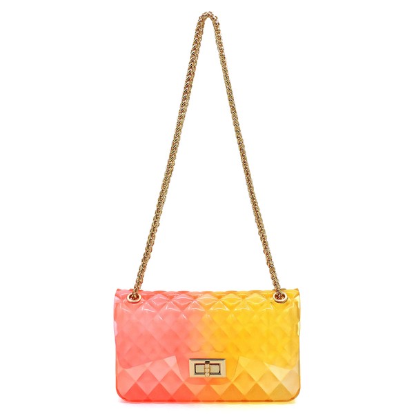 Quilt Embossed Multi Color Jelly Shoulder Bag - ShopModernEmporium