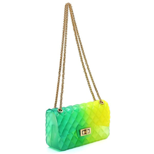 Quilt Embossed Multi Color Jelly Shoulder Bag - ShopModernEmporium