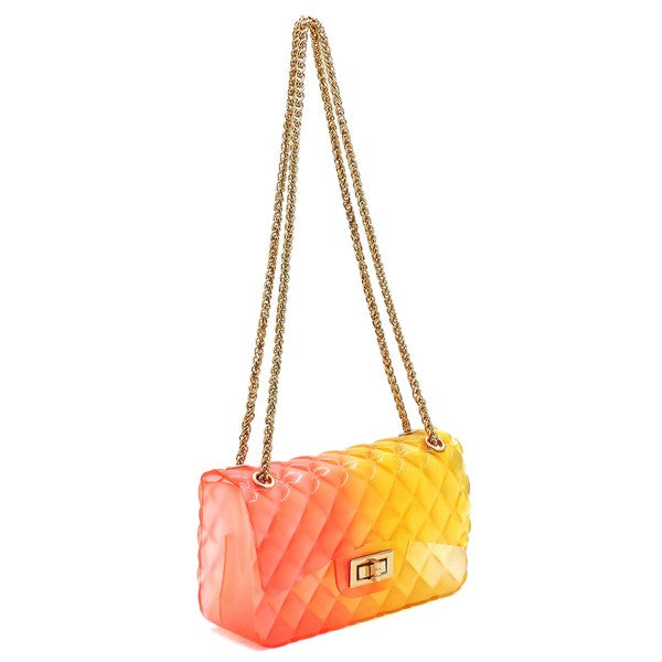 Quilt Embossed Multi Color Jelly Shoulder Bag - ShopModernEmporium