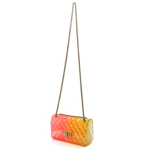 Quilt Embossed Multi Color Jelly Shoulder Bag - ShopModernEmporium