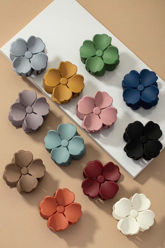 Matte color coated flower hair claw clip - ShopModernEmporium