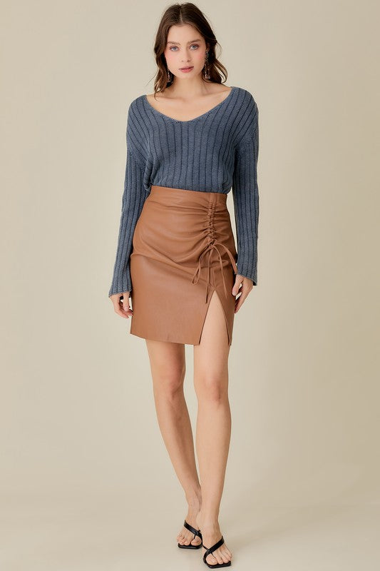 V NECK WASHED CROP SWEATER - ShopModernEmporium