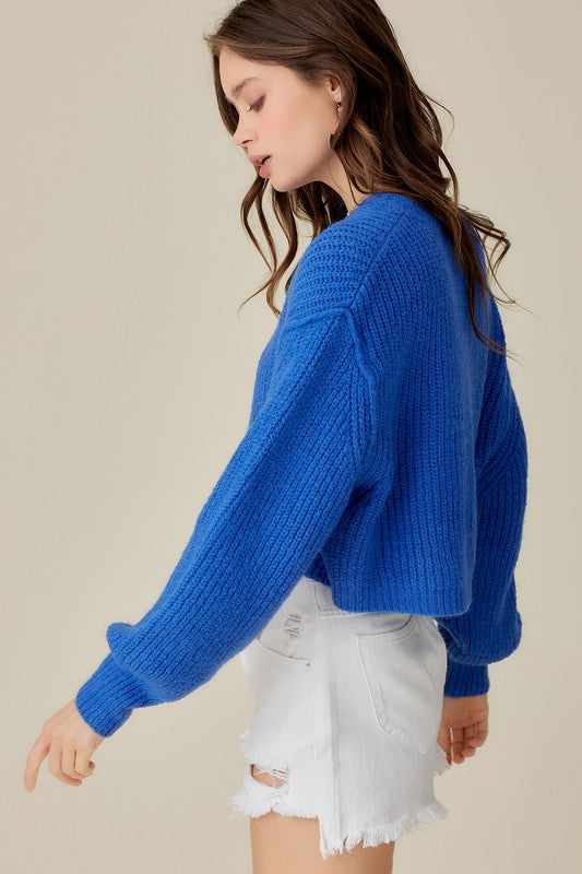 ROUND NECK CROP SWEATER TOP - ShopModernEmporium