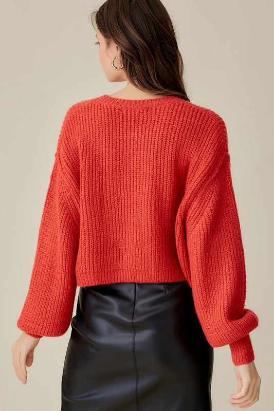 ROUND NECK CROP SWEATER TOP - ShopModernEmporium