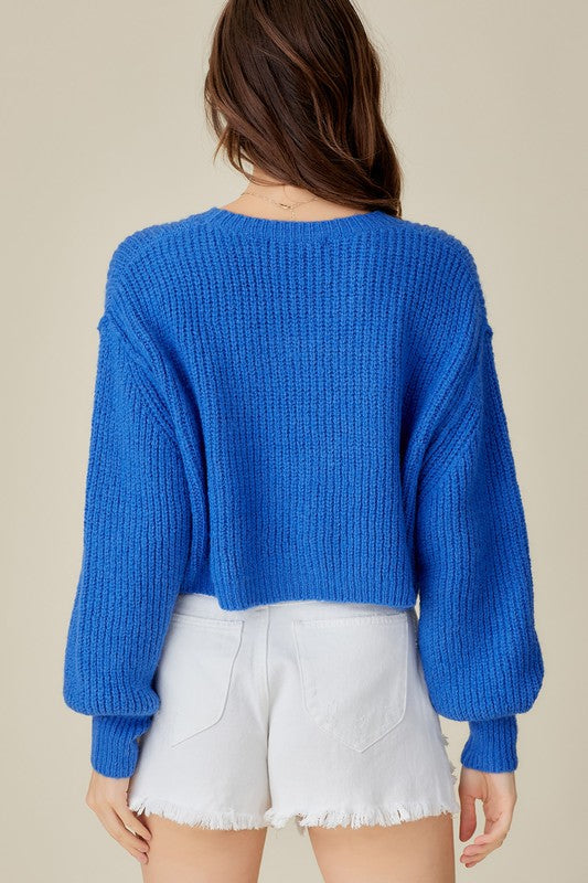 ROUND NECK CROP SWEATER TOP - ShopModernEmporium