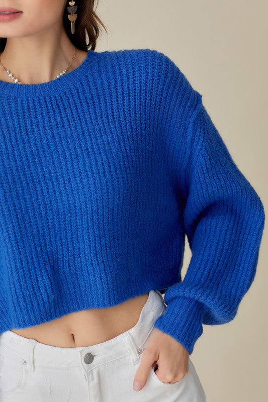 ROUND NECK CROP SWEATER TOP - ShopModernEmporium