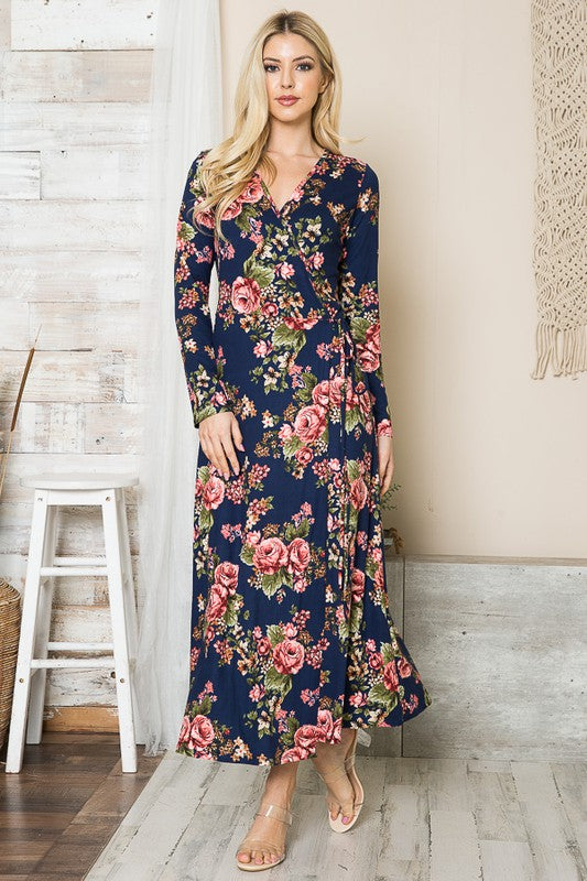 Floral Maxi Wrap Dress - ShopModernEmporium